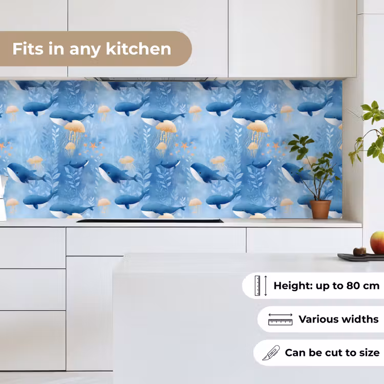 Walvissen - Oceaan - Blauw keuken achterwand 2 middel 871 -sfeer4_UK