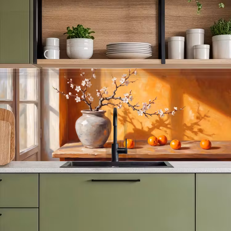 Kitchen Wall Splashback - White Flowers - Still Life - Witte bloemen - Stilleven keuken achterwand 2 middel