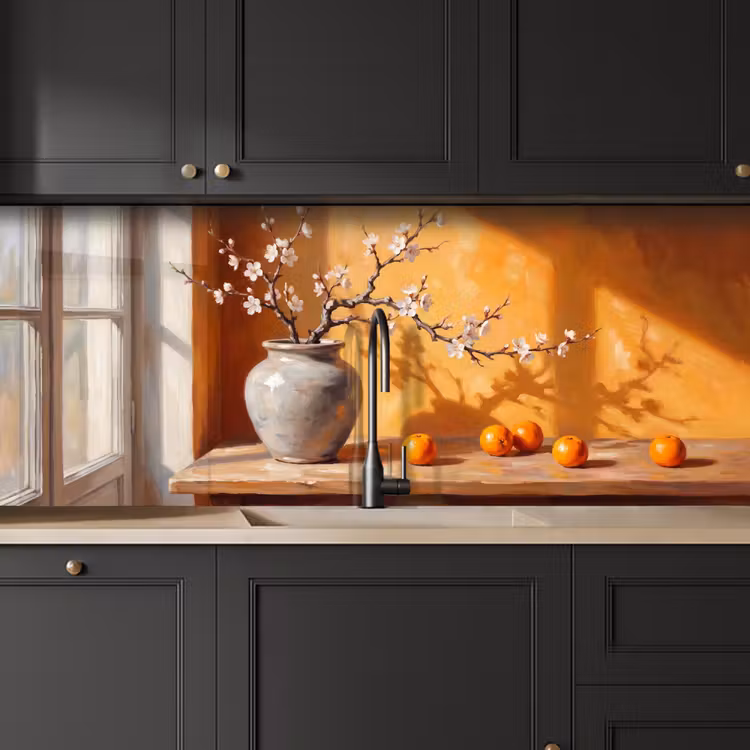 Kitchen Wall Splashback - White Flowers - Still Life - Witte bloemen - Stilleven keuken achterwand 2 middel