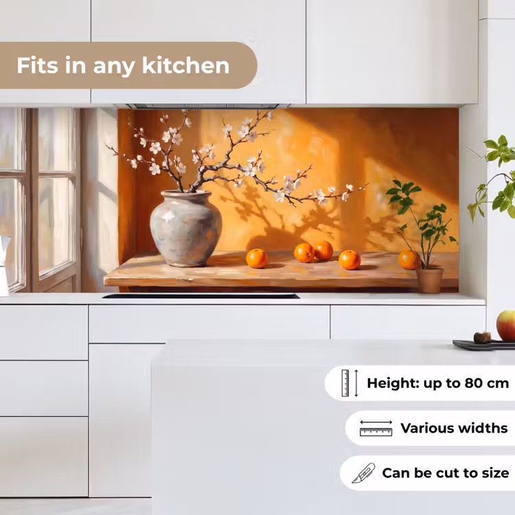 Kitchen Wall Splashback - White Flowers - Still Life - Witte bloemen - Stilleven keuken achterwand 2 middel