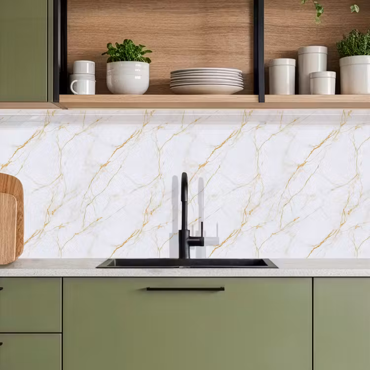 Wit - Marmer - Goud - Luxueus keuken achterwand 2 middel 871 -sfeer3