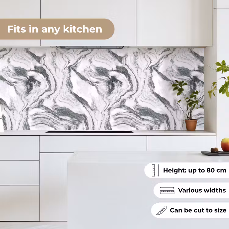 Wit - Marmer - Golvend - Grafiet keuken achterwand 2 middel 871 -sfeer4_UK