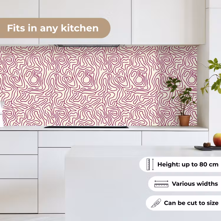 Kronkelende lijn - Magenta - Crème keuken achterwand 2 middel 871 -sfeer4_UK