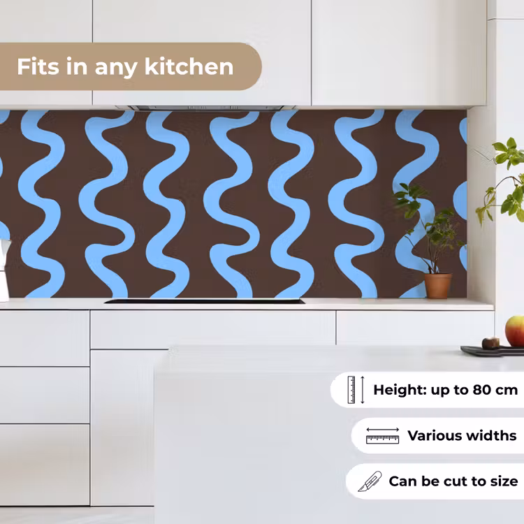 Kronkelende lijnen - Blauw - Bruin - Minimalistisch keuken achterwand 2 middel 871 -sfeer4_UK