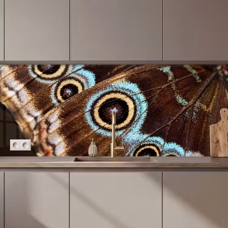 Vleugels - Vlinder - Blauw keuken achterwand 2 middel zz_3dshopping