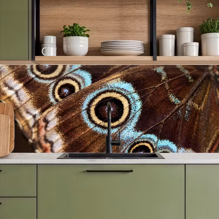 Vleugels - Vlinder - Blauw keuken achterwand 2 middel -sfeer3