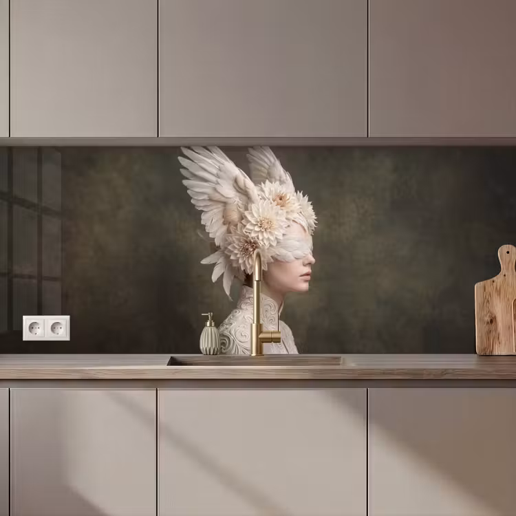 Vleugels - Vrouw - Wit keuken achterwand 2 middel zz_3dshopping