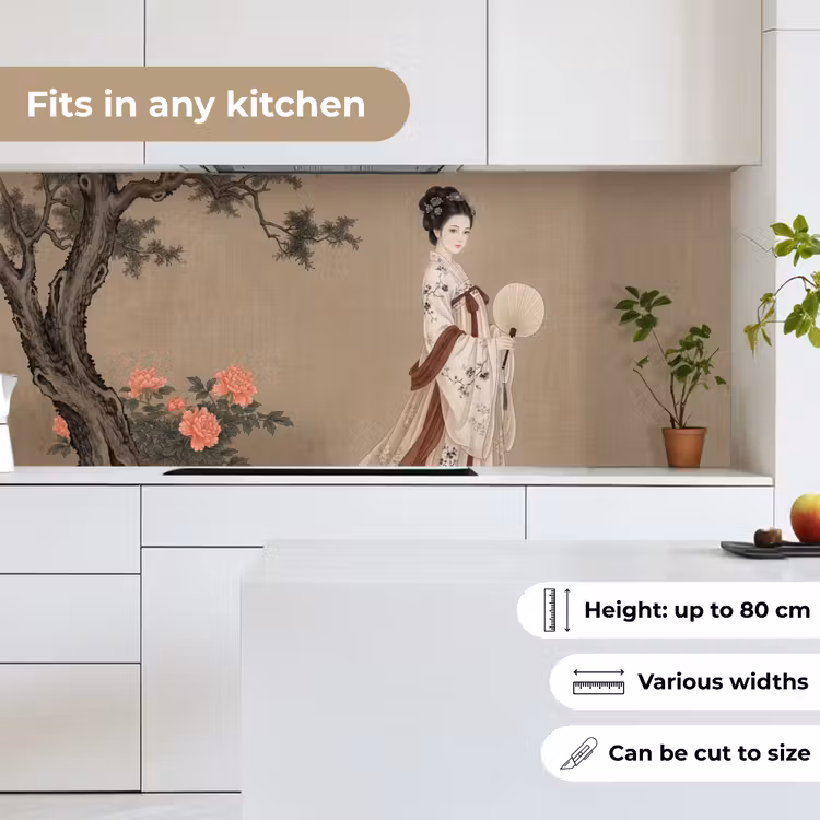 Vrouw - Azië - Kunst - Beige keuken achterwand 2 middel -sfeer4_UK