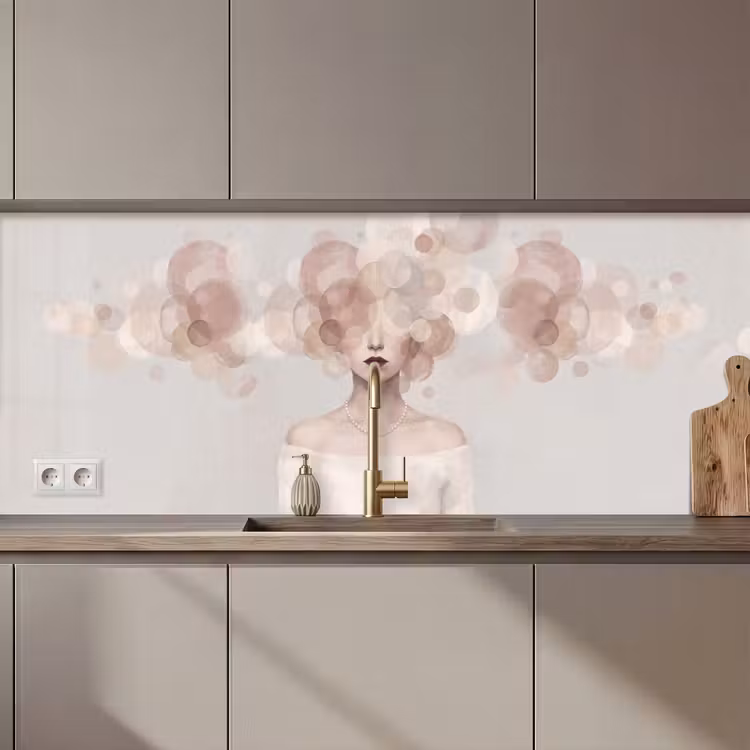 Vrouw - Cirkels - Beige keuken achterwand 2 middel zz_3dshopping