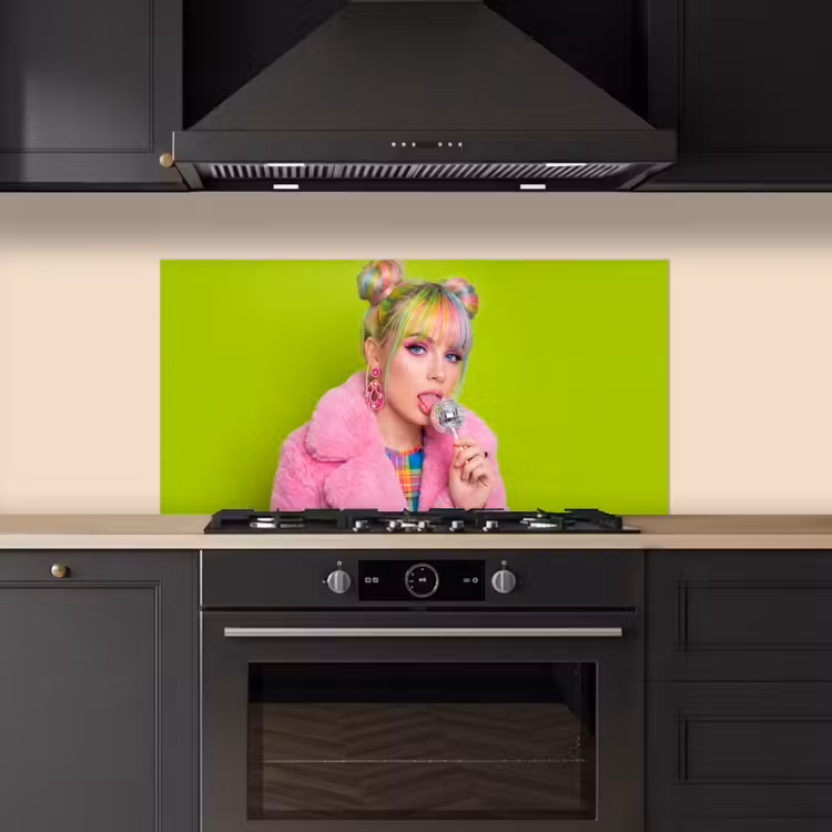 Vrouw - Kleurrijk haar - Pop art - Modern - Levendig keuken achterwand spatscherm middel -sfeer1