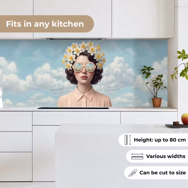 Vrouw - Narcissen - Geel keuken achterwand 2 middel -sfeer4_UK