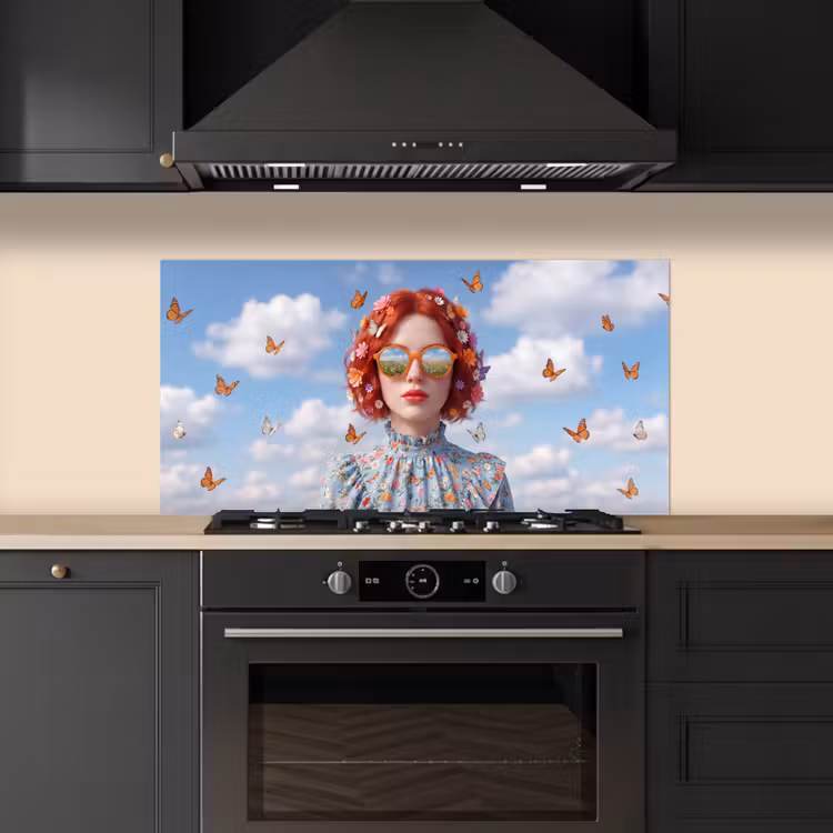 Vrouw - Bloemen - Zomer - Portret - Kleurrijk keuken achterwand spatscherm middel -sfeer1