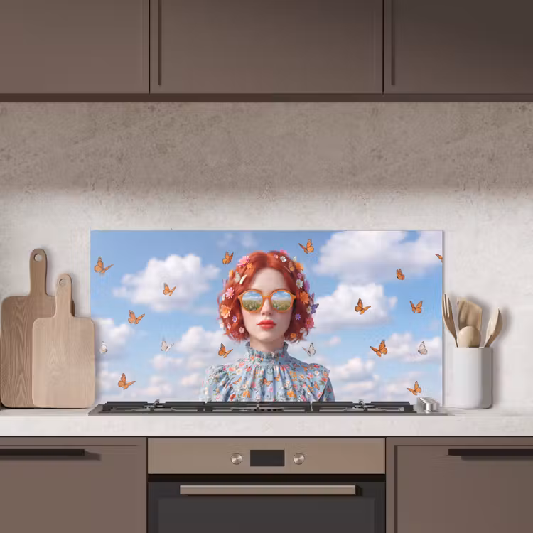 Vrouw - Bloemen - Zomer - Portret - Kleurrijk keuken achterwand spatscherm middel -sfeer2