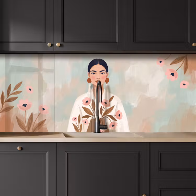 Vrouw - Kimono - Pastel keuken achterwand 2 middel -sfeer1