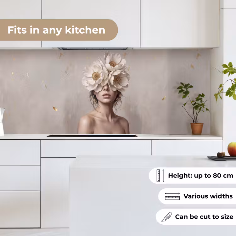 Vrouw - Pioenroos - Wit keuken achterwand 2 middel -sfeer4_UK