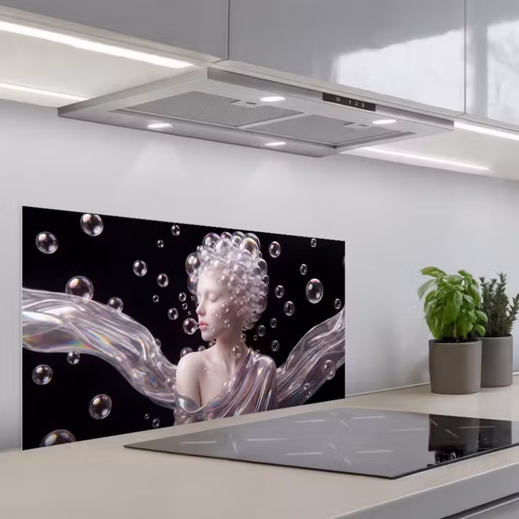 Vrouw - Bellen - Abstract - Kleurrijk keuken achterwand spatscherm middel -3d_schuin