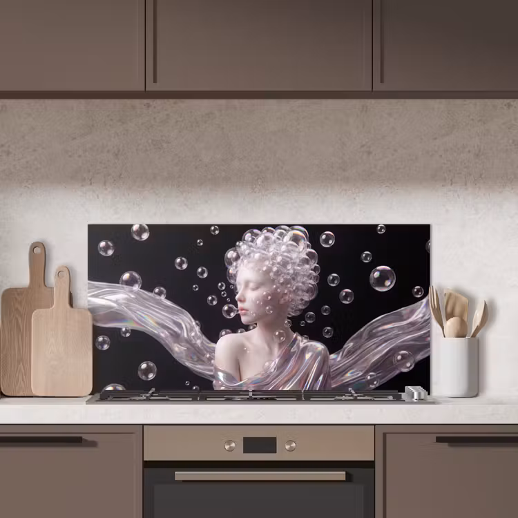 Vrouw - Bellen - Abstract - Kleurrijk keuken achterwand spatscherm middel -sfeer2