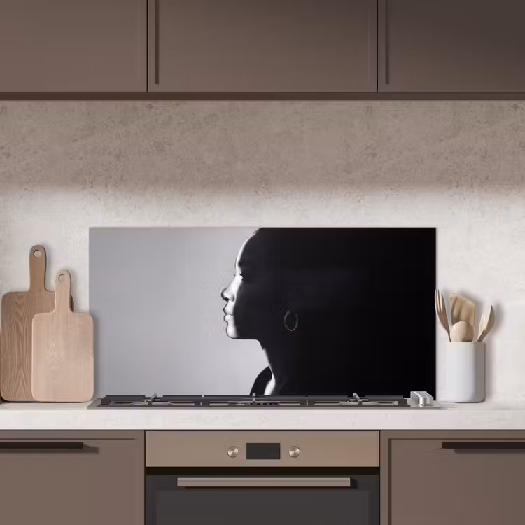 Vrouw - Profiel - Mensen - Zwart-wit keuken achterwand spatscherm middel -sfeer2