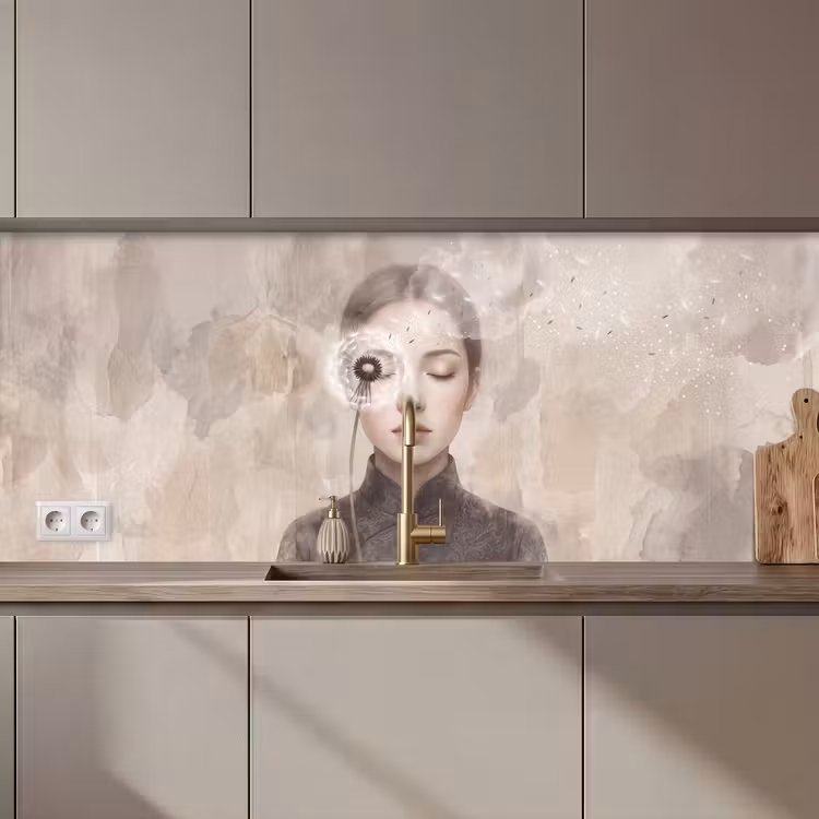 Vrouw - Sereen - Grijs keuken achterwand 2 middel zz_3dshopping