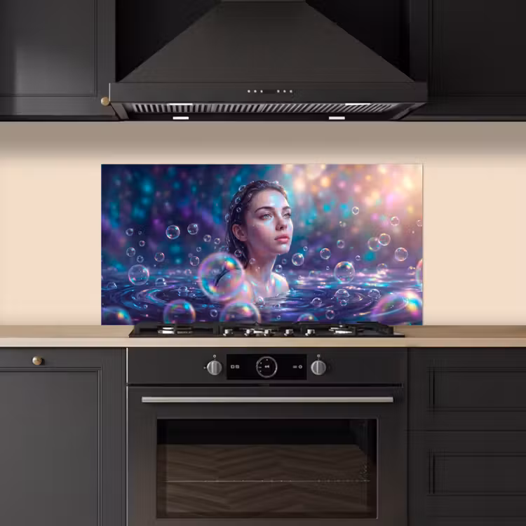 Vrouw - Water - Portret - Kleurrijk - Modern keuken achterwand spatscherm middel -sfeer1