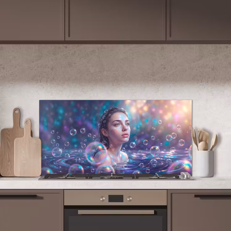 Vrouw - Water - Portret - Kleurrijk - Modern keuken achterwand spatscherm middel -sfeer2