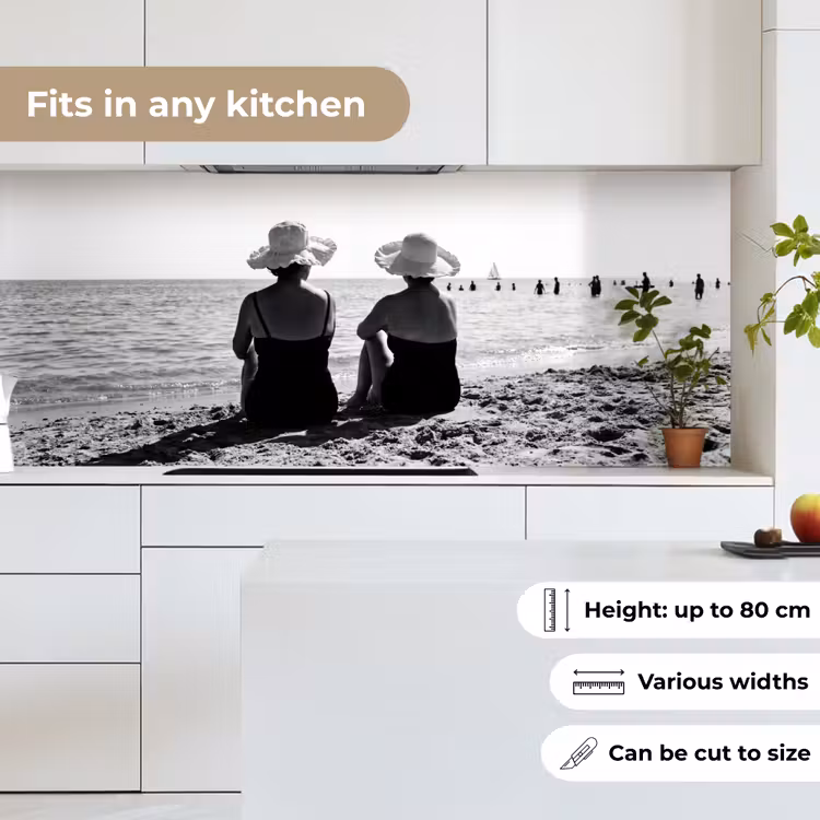 Vrouwen - Zonnehoed - Strand - Zwart - Wit keuken achterwand 2 middel -sfeer4_UK