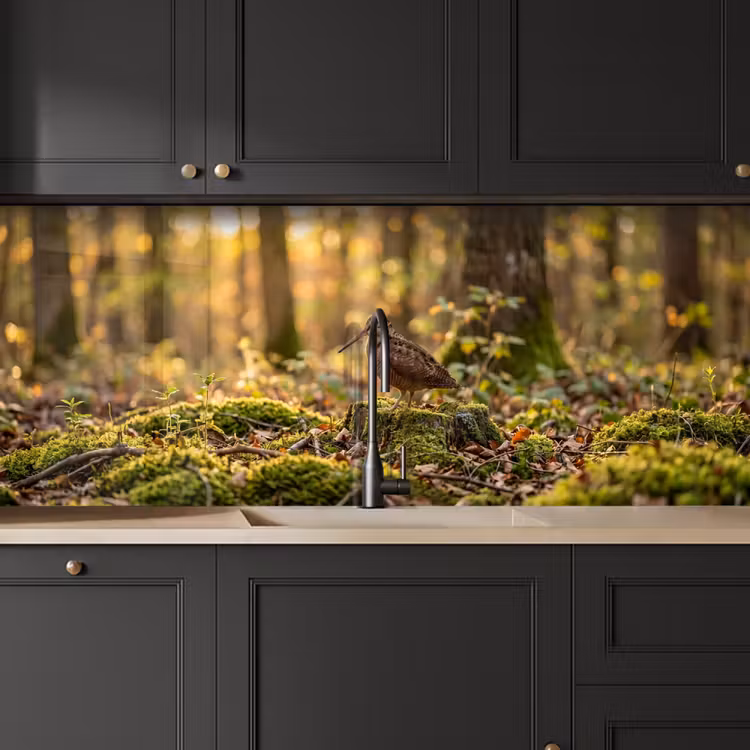 Houtsnip - Bos - Bladeren - Herfst - Gecamoufleerd keuken achterwand 2 middel -sfeer1