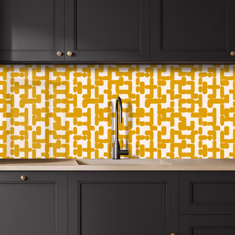 Geel - Beige - Patroon keuken achterwand 2 middel 871 -sfeer1