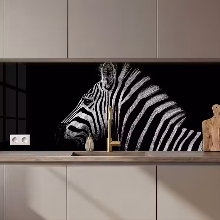 Zebra - Dier - Zwart keuken achterwand 2 middel zz_3dshopping