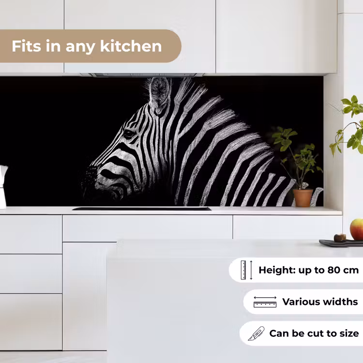 Zebra - Dier - Zwart keuken achterwand 2 middel -sfeer4_UK
