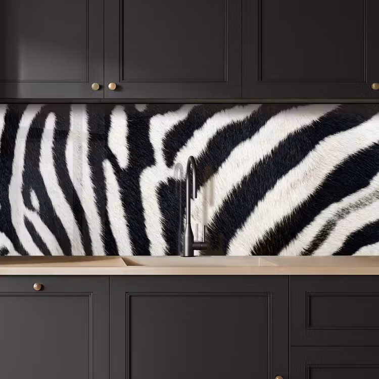 Zebra - Vacht - Klassiek - Zwart - Wit keuken achterwand 2 middel -sfeer1