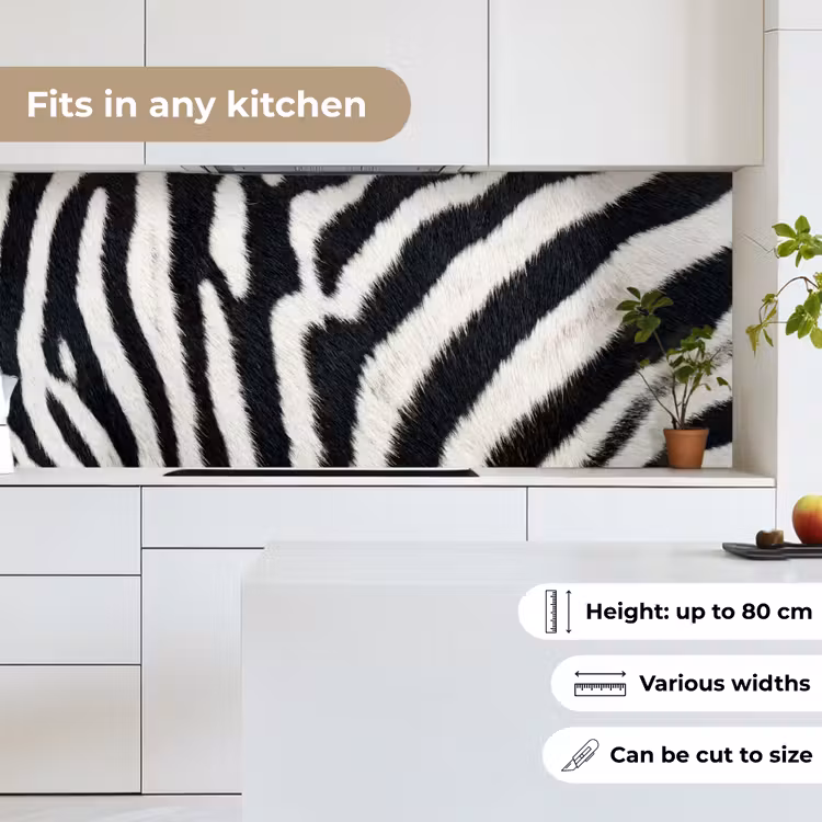 Zebra - Vacht - Klassiek - Zwart - Wit keuken achterwand 2 middel -sfeer4_UK