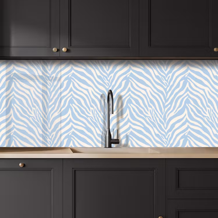 Zebra - Motief - Blauw - Wit keuken achterwand 2 middel 871 -sfeer1