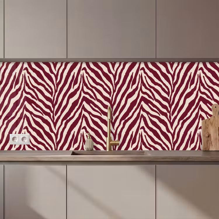 Zebra - Motief - Bordeaux - Rood keuken achterwand 2 middel 871 zz_3dshopping