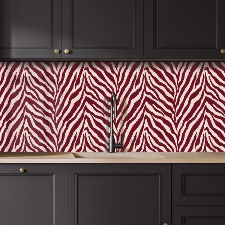 Zebra - Motief - Bordeaux - Rood keuken achterwand 2 middel 871 -sfeer1