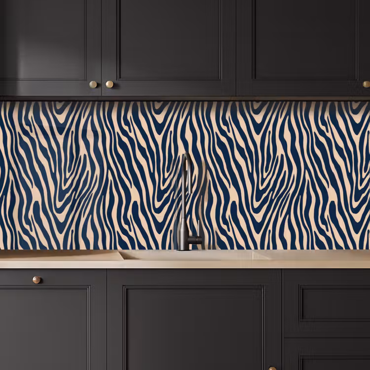 Zebra - Patroon - Blauw - Beige keuken achterwand 2 middel 871 -sfeer1