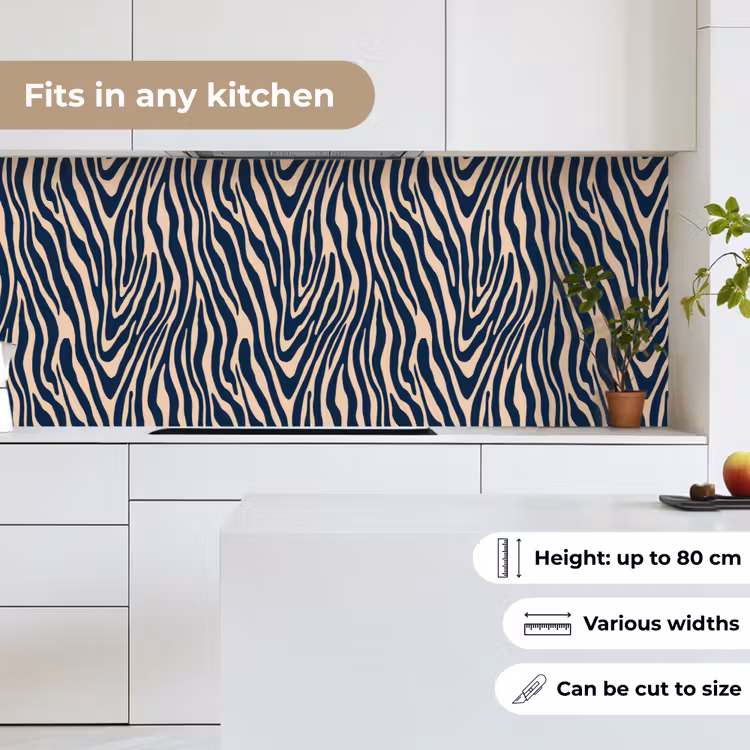 Zebra - Patroon - Blauw - Beige keuken achterwand 2 middel 871 -sfeer4_UK
