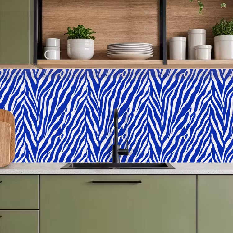 Zebra - Patroon - Kobalt - Blauw keuken achterwand 2 middel 871 -sfeer3