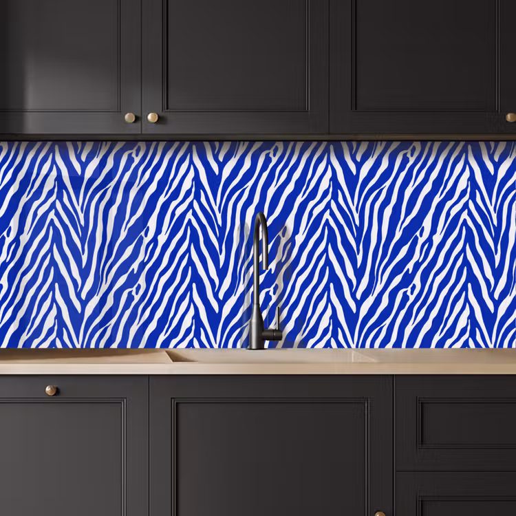 Zebra - Patroon - Kobalt - Blauw keuken achterwand 2 middel 871 -sfeer1