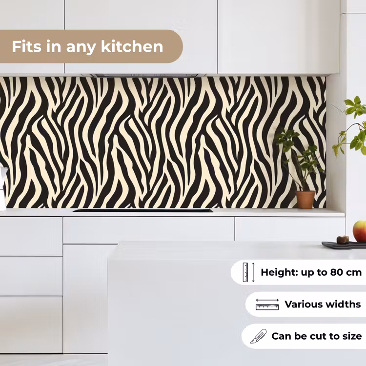 Zebra - Print - Klassiek - Zwart keuken achterwand 2 middel 871 -sfeer4_UK