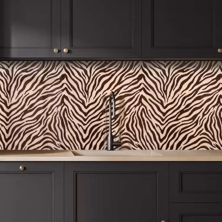 Zebra - Strepen - Bruin keuken achterwand 2 middel -sfeer1