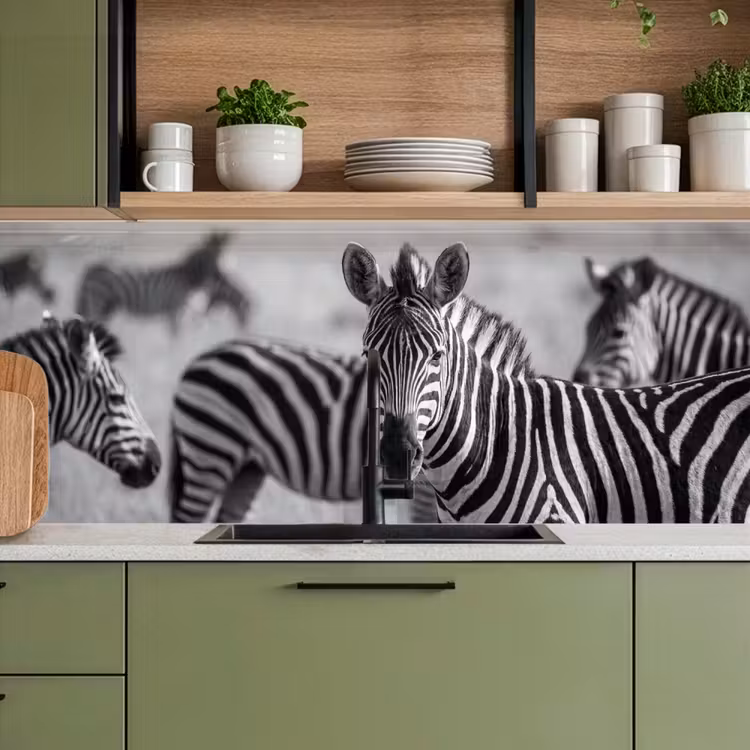 Zebra's - Zwart - Wit keuken achterwand 2 middel -sfeer3