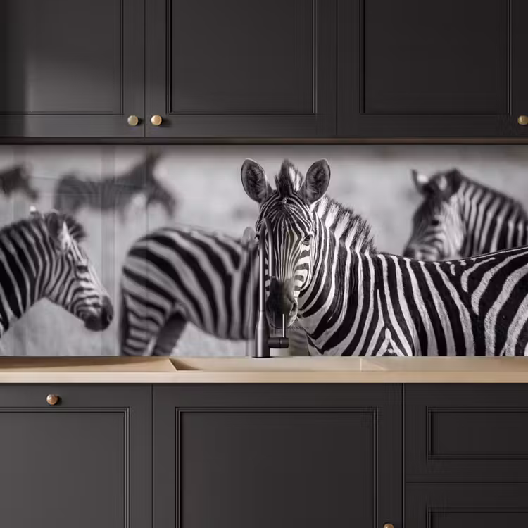 Zebra's - Zwart - Wit keuken achterwand 2 middel -sfeer1