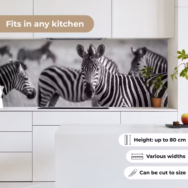 Zebra's - Zwart - Wit keuken achterwand 2 middel -sfeer4_UK
