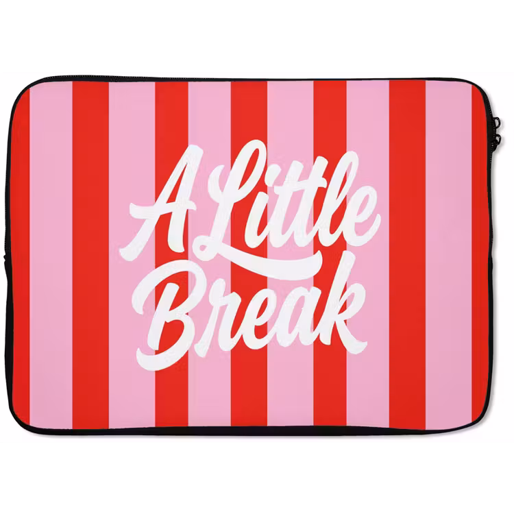 A Little Break - Strepen - Rood - Roze laptophoes neopreen klein -zkaufland3dotto