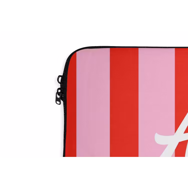 A Little Break - Strepen - Rood - Roze laptophoes neopreen klein -detail