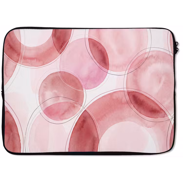 Abstract - Cirkels - Modern - Roze - Kunst laptophoes neopreen klein -zkaufland3dotto