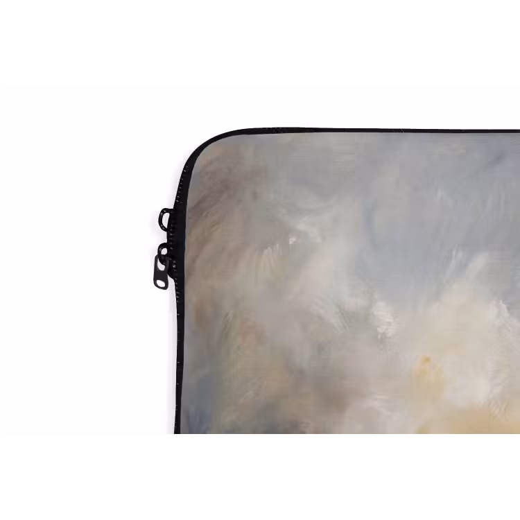 Abstract - Wolken - Sfeervol - Beige - Grijs laptophoes neopreen klein -detail