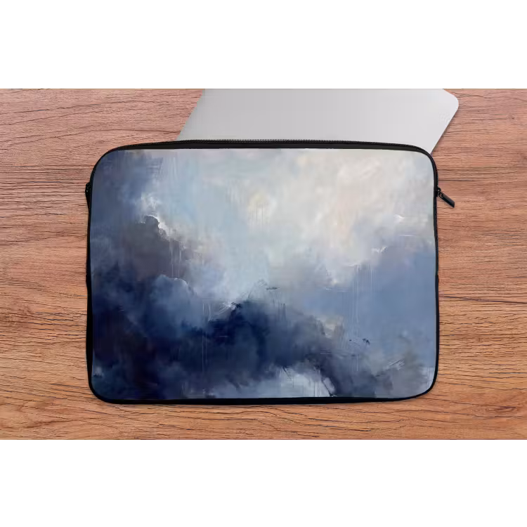 Abstract - Wolken - Modern - Blauw - Kunst laptophoes neopreen klein -tafel