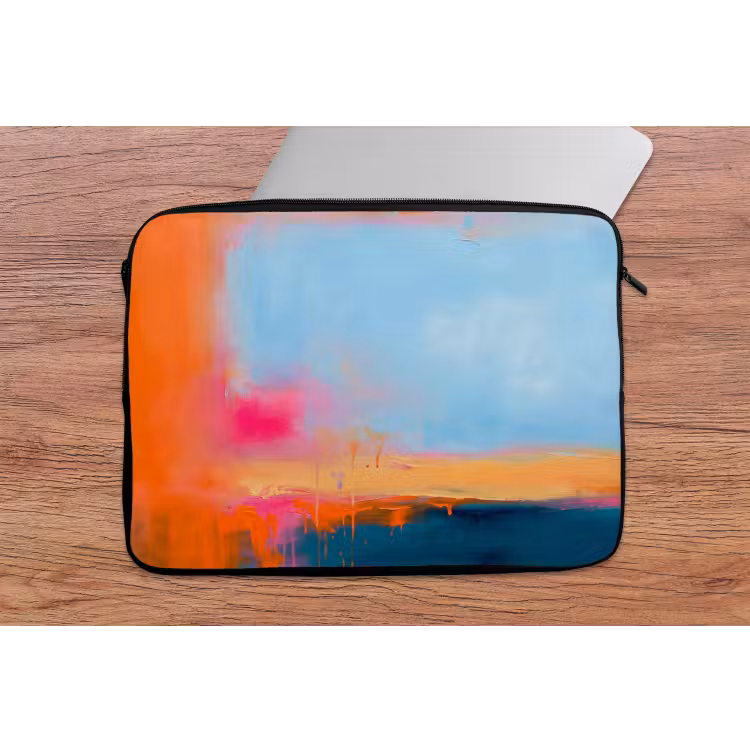 Abstract - Kleurvlakken - Modern - Oranje - Blauw laptophoes neopreen klein -tafel